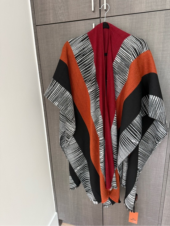 Missoni Accessories - Missoni Striped Wrap in Black, White, Rust & Red